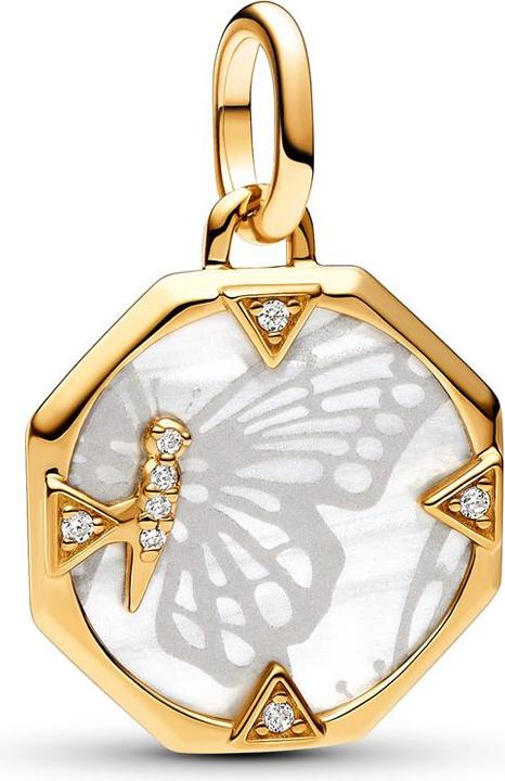 Immagine prodotto Pandora ME Ciondolo a medaglione con farfalla colorata in madreperla (Metallo, Dorato)