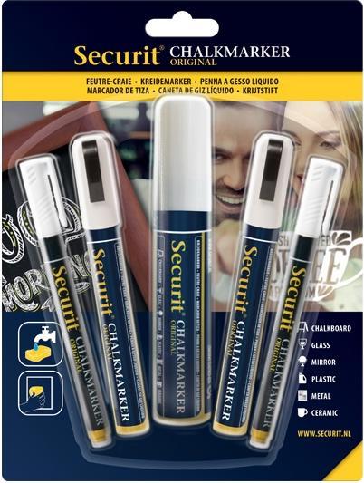 Securit Marcatore a gesso liquido (Multicolore, 15 mm, 5 x)