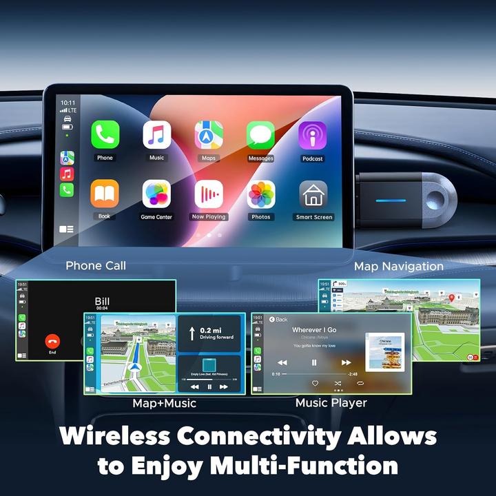 Image du produit Lamtto 2-in-1 Wireless CarPlay & Android Auto Adapter