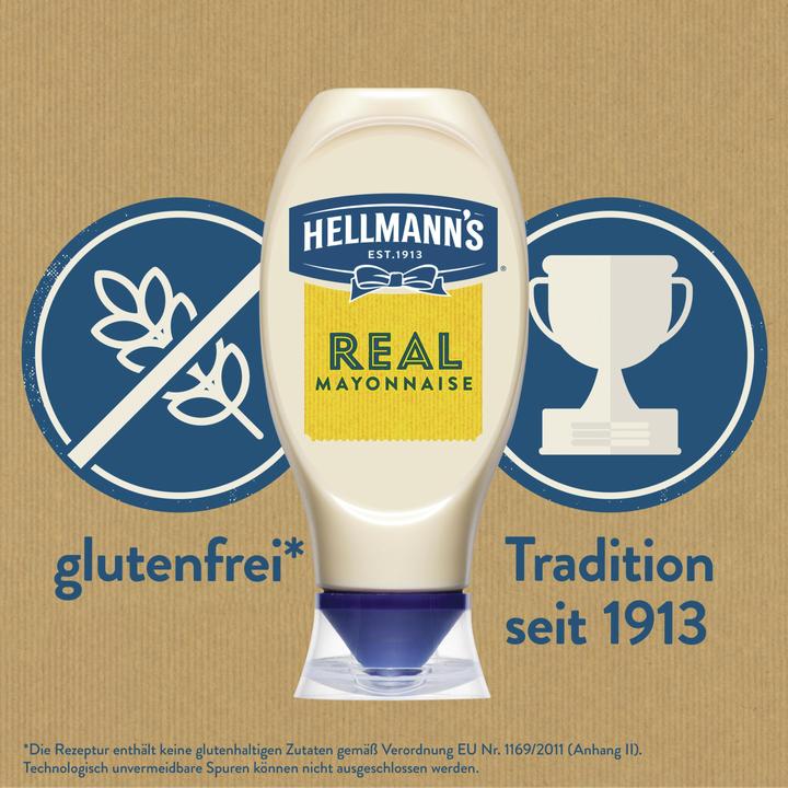 Image du produit Hellmann's Real Mayonnaise Squeezer, oeufs d'élevage en plein air, mayo pour burgers, frites & sandwichs (430 g)