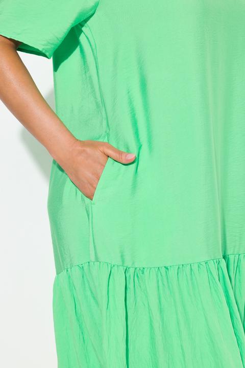 Produktbild Ulla Popken Midikleid, Volantsaum, A-Linie, V-Ausschnitt, Halbarm (60)