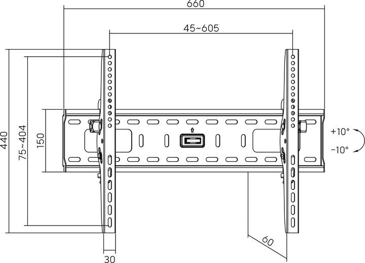 Image du produit InLine support mural, inclinable, 81-152cm (32-60 pouces) (Mur, 75 kg, 32" - 70")