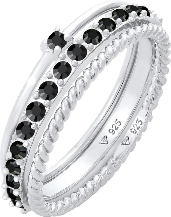 Immagine prodotto Elli Set di anelli, anello solitario, anello ritorto (66, 925 Argento)