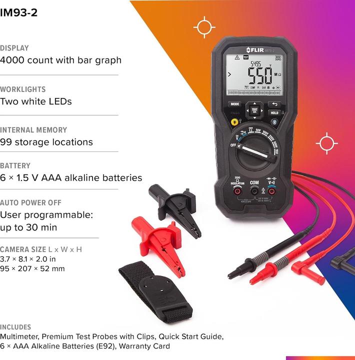 Produktbild Flir Isolationstester und Digitalmultimeter, 4MOhm... 20GOhm, IP54 (CAT IV 600V)