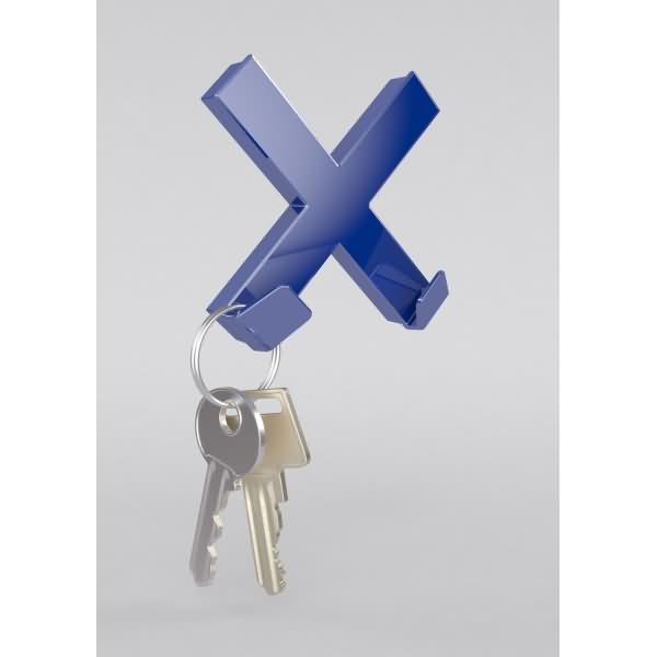 Actual product image Magni Mega Magnet CROSS XL (70 x 70 mm, incl. 2 hooks for hanging objects) blue (1 x)