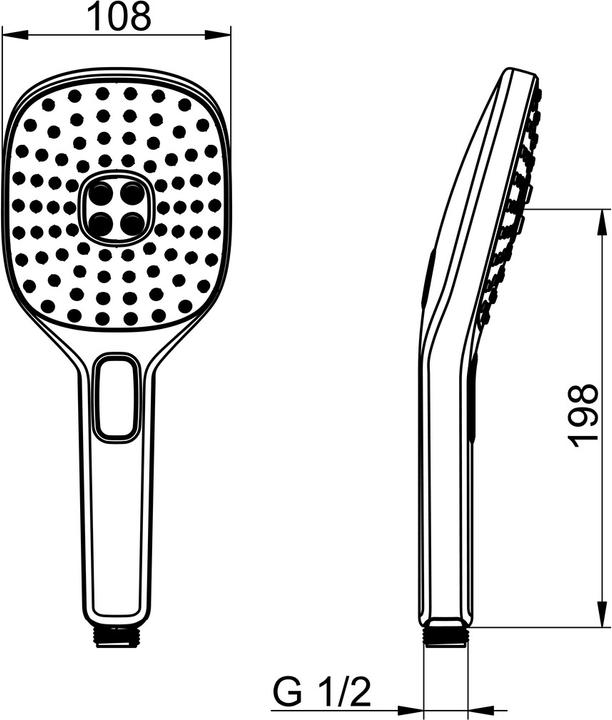 Actual product image Hansa Hansaactivejet hand shower 3 jets angular 110x120mm white chrome (3 Beam types, 15 l/min)