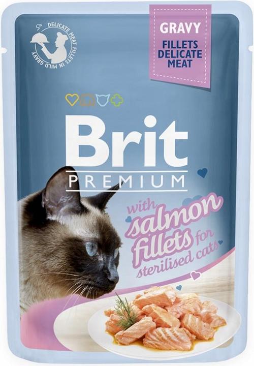 Brit Premium Sterilised Gravy Salmon - Cibo umido per gatti - 85g (Senior, 85 g)