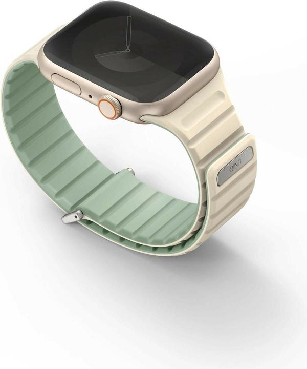 Actual product image Uniq pasek Revix Evo Apple Watch Series 1/2/3/4/5/6/7/8/9/SE/SE2 38/40/41mm Reversible Magnetic mięt (38 mm, 40 mm, 41 mm, Silicone, Stainless steel)