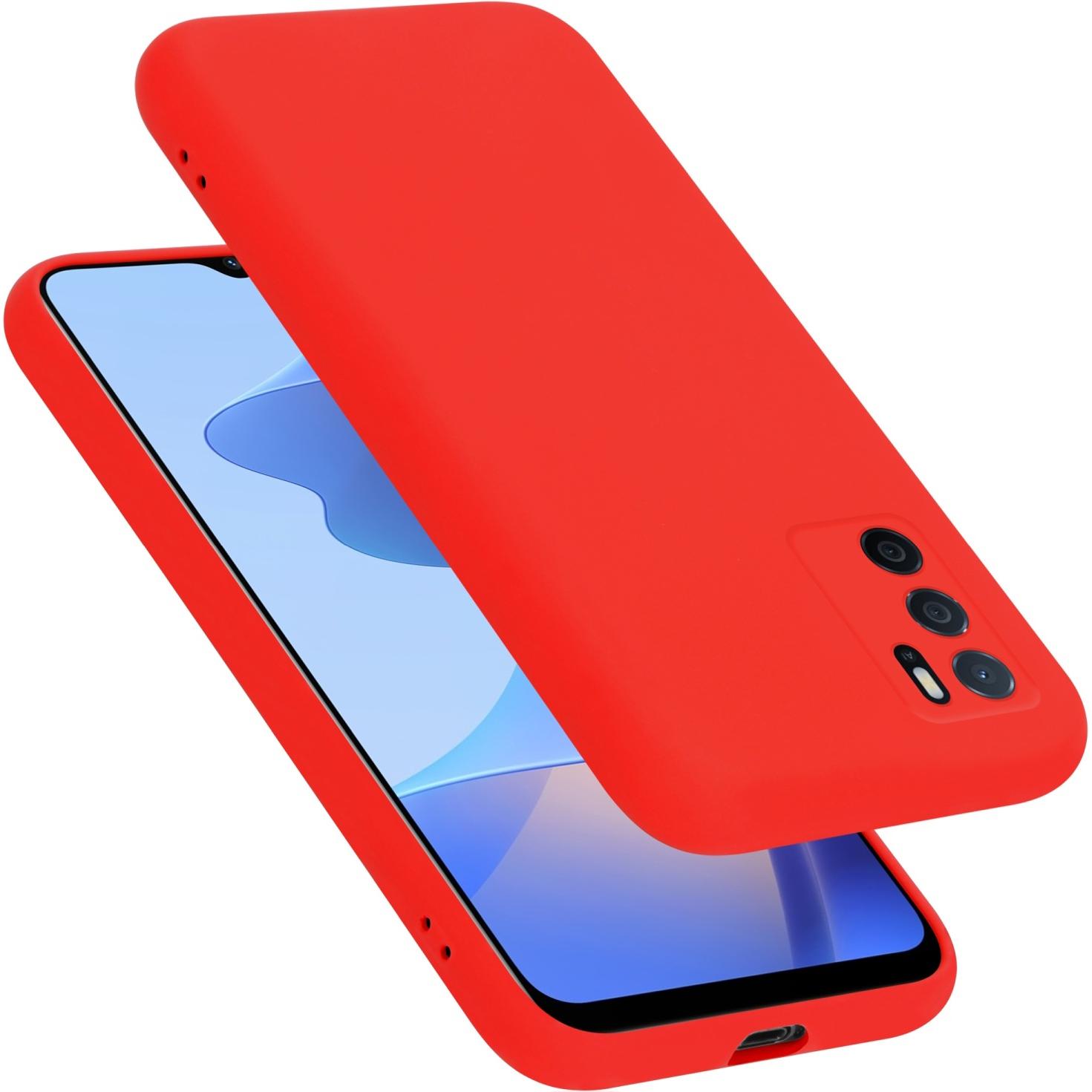 Cadorabo TPU Liquid Silicone Case Hülle für Oppo A16s / A54s (Oppo A54s, Oppo A16s), Smartphone Hülle, Rot