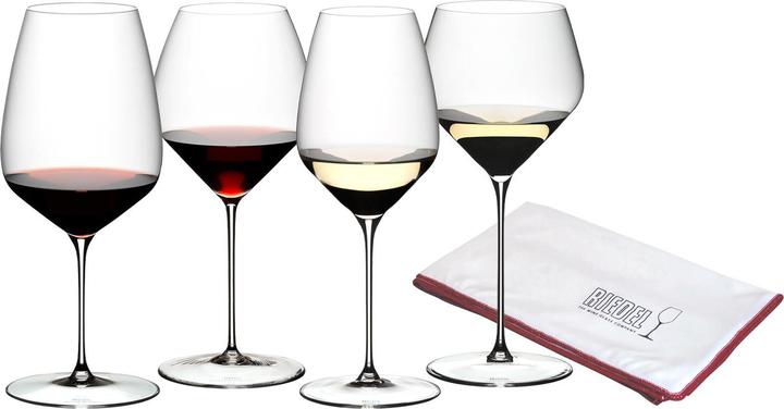 Riedel Veloce Wein-Tasting-Set + Poliertuch (82.90 cl, 4 Gläser, Weingläser Set)