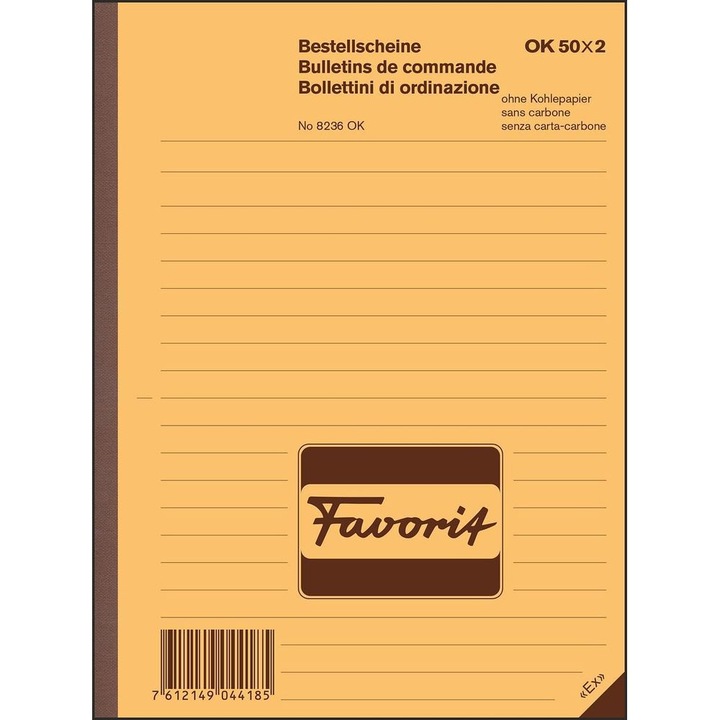 Image du produit Favorit Cahier autocopiant Bons de commande avec papier autocopiant (100 x)