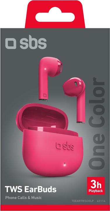 Produktbild SBS One Color True Wireless Stereo (TWS) In-Ear Musik und Bluetooth Anrufe Pink (3 h, Kabellos)