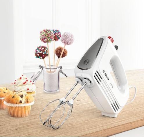 Produktbild Bosch Hausgeräte Hand Mixer MFQ22100 CleverMixx 375 W, Number of speeds 4, Turbo mode, White/Dark Grey (375 W)