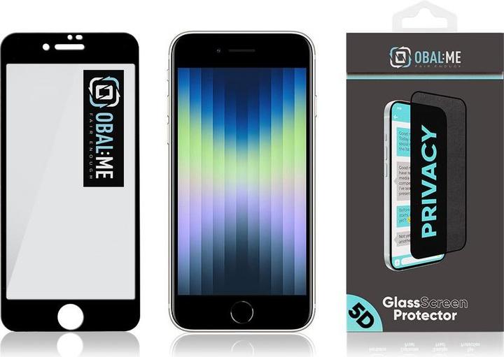 Actual product image Obal:Me Privacy 5D Glass Screen Protector for Apple iPhone 7/8/SE2020/SE2022 Black (1 pcs., Apple iPhone 7)