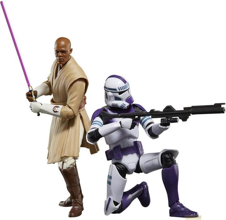 Immagine prodotto Hasbro STAR WARS -Mace Windu e Soldato Clone 187 légion -Fig Serie Nera 15cm