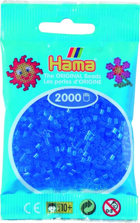 Actual product image Hama mini perler 2000stk transp. blå