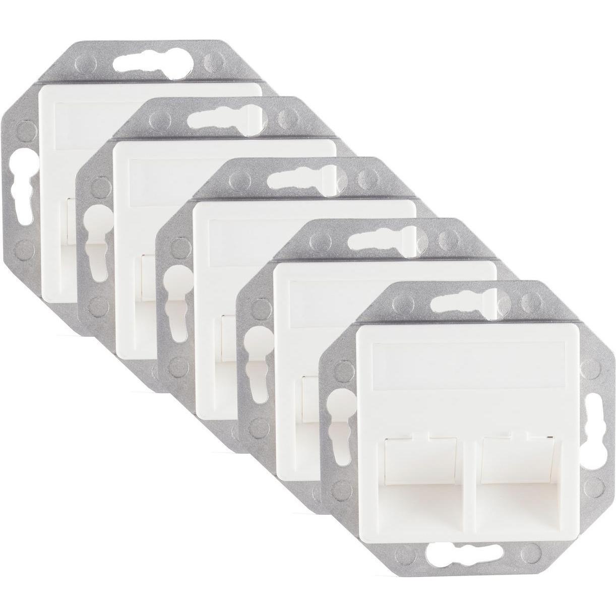 Shiverpeaks, Steckdose, -BASIC-S--Netzwerkdose-Anschlussdose für Keystone, 2-Fach mit Schrägauslass nur mit Zentrierplat...