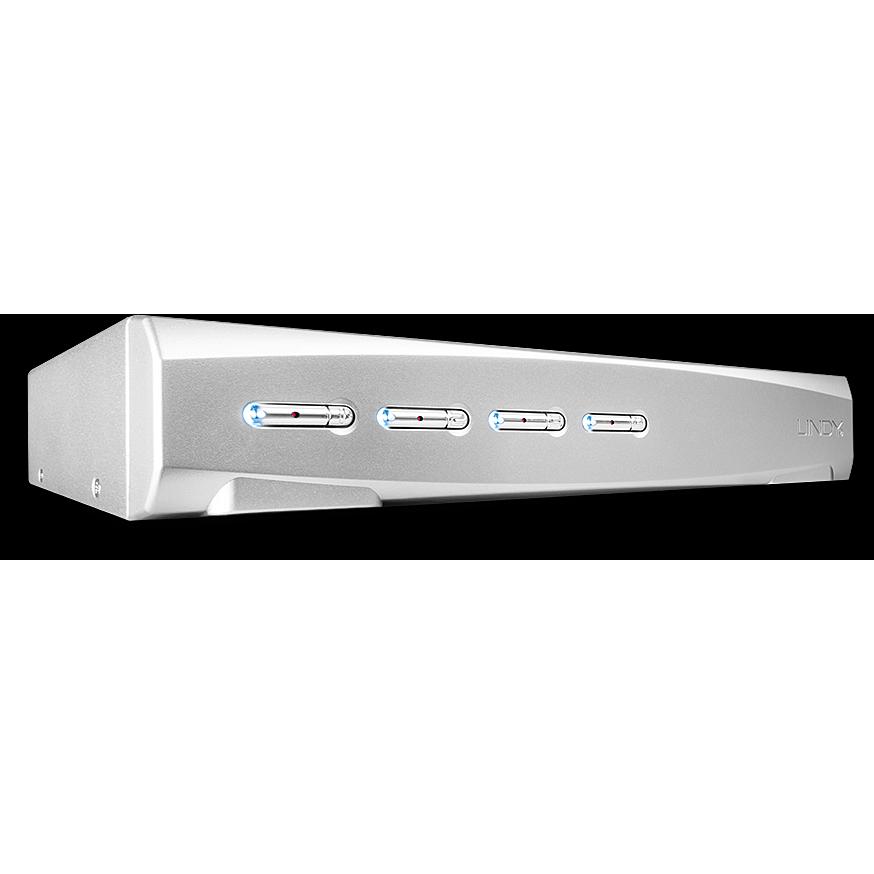 Lindy 4 Port DisplayPort 1.2 KVM Switch Pro Audio USB 2.0, KVM Switch, Silber