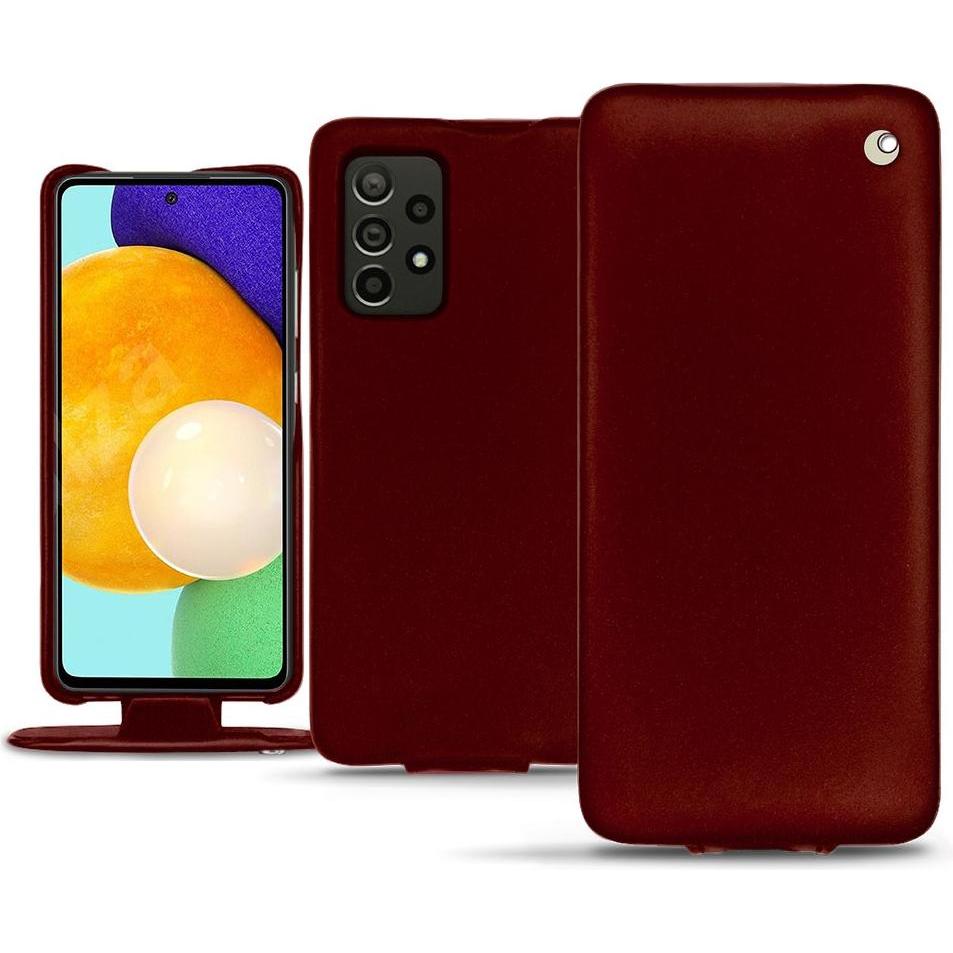 Noreve Lederschutzhülle vertikal (Samsung Galaxy A52), Smartphone Hülle, Rot