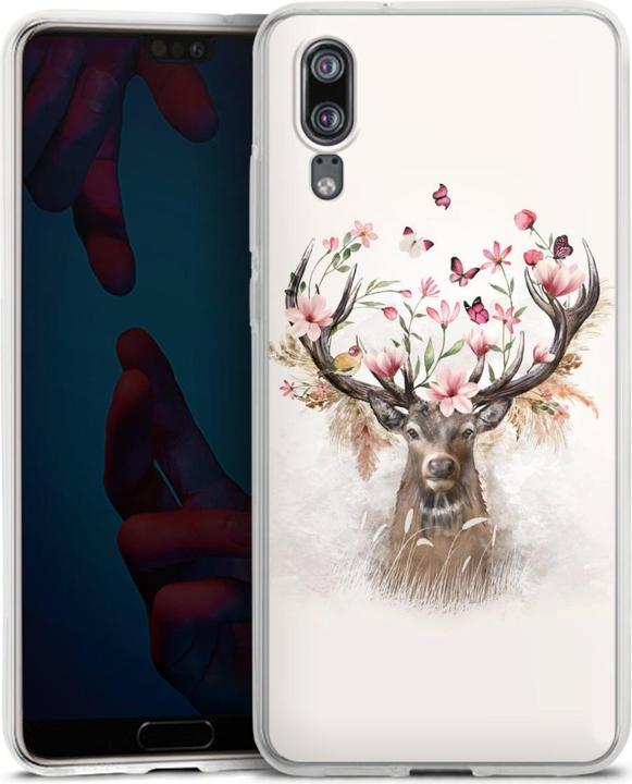 Produktbild DeinDesign Silikon Hülle für Huawei P20 Handyhülle Case Smartphone Schutzhülle Blumen Hirsch Tiere (Huawei P20)
