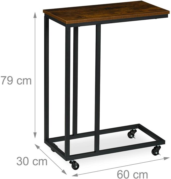 Produktbild Relaxdays Beistelltisch in C-Form mit Rollen (60 x 30 x 79 cm)