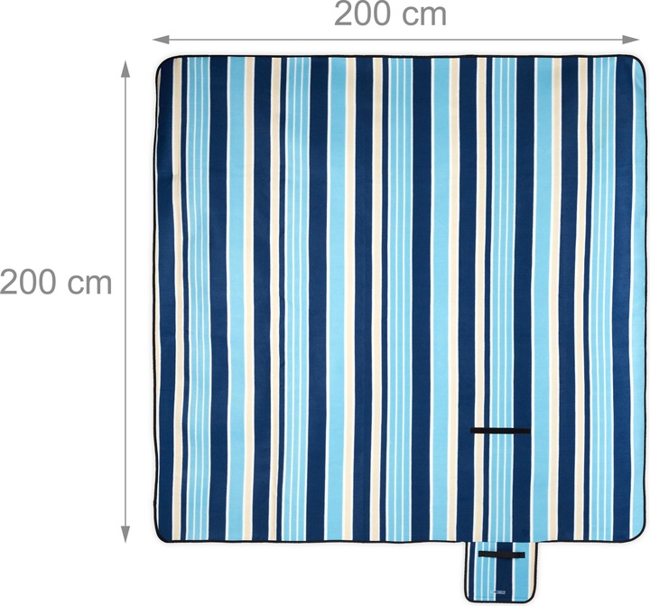 Actual product image Relaxdays Striped Picnic Blanket Blue-White
