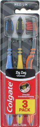 Produktbild Colgate Zigzag Charcoal Medium Toothbrush 3pack (3 x)