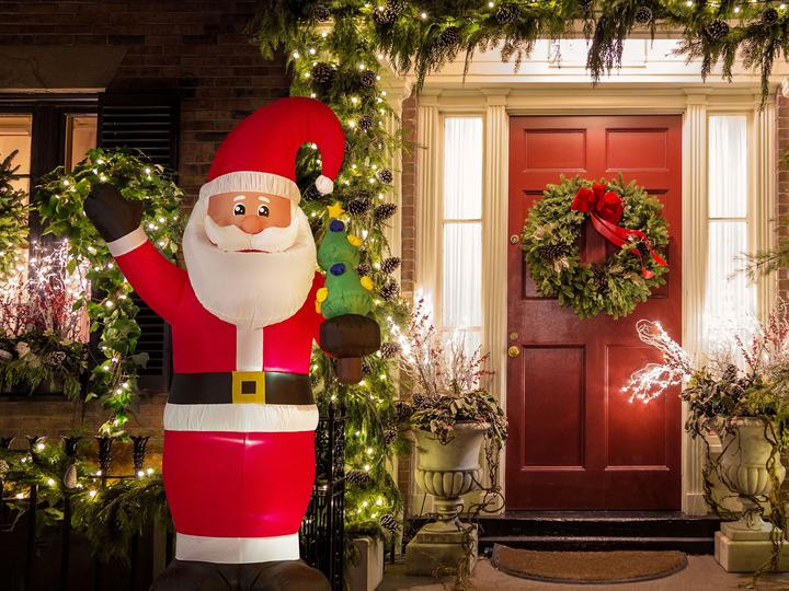 Actual product image Beliani Inflatable Father Christmas with LED Lighting red 225 cm IVALO
