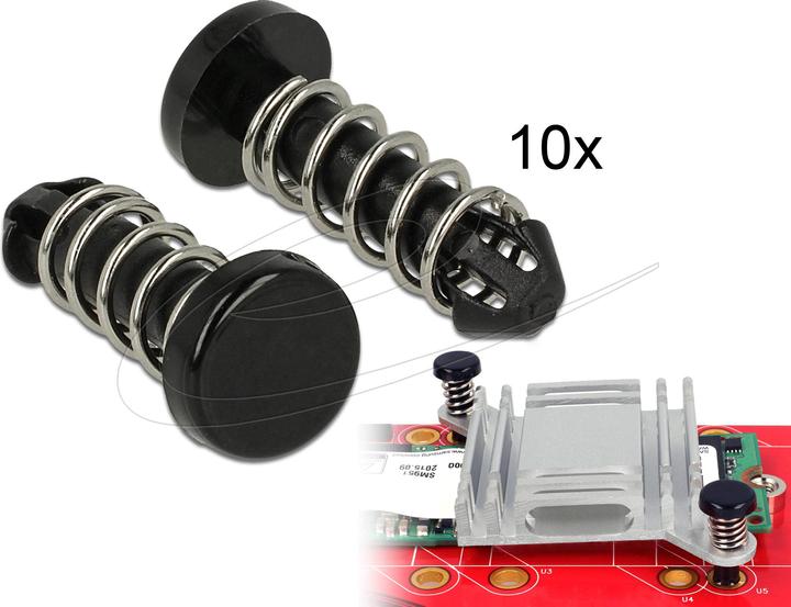 Produktbild Delock Kühlkörper-Einrastnieten - Schwarz (Packung mit 10)