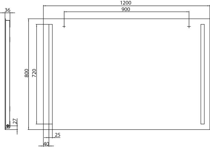 Actual product image Emco MI 270 Miroirs lumineux LED avec 2 découpes lumineuses à gauche et à droite, avec fonction mémoire (89 x 80 cm)