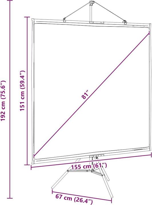 Produktbild vidaXL Beamer Leinwand mit Stativ 81 Zoll 1:1 Projektionswand Leinwand (81", 1:1)