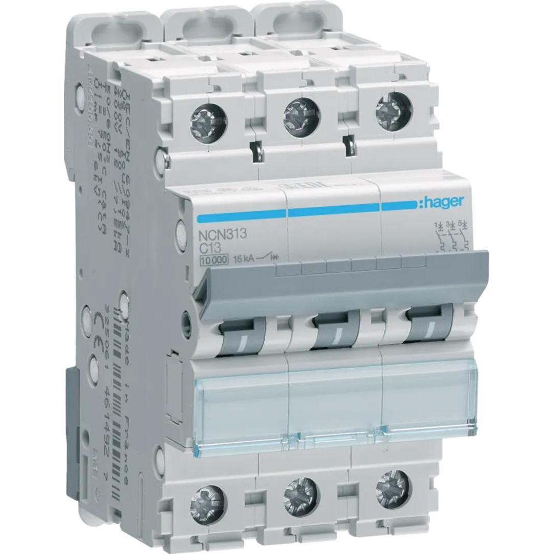 Hager, Schutzschalter, Einbauautomat "C" 3x 13A