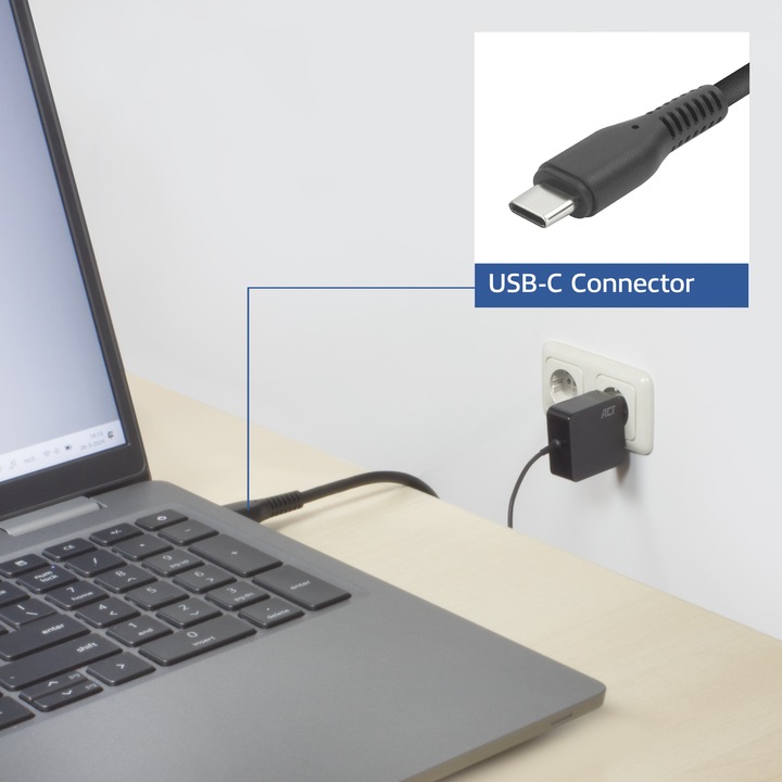 Immagine prodotto Caricatore da parete USB-C per laptop da 65W con profili Power Delivery, 2 metri (65 W)