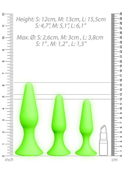 Actual product image Ouch! Butt Plug Set - Glow in the Dark