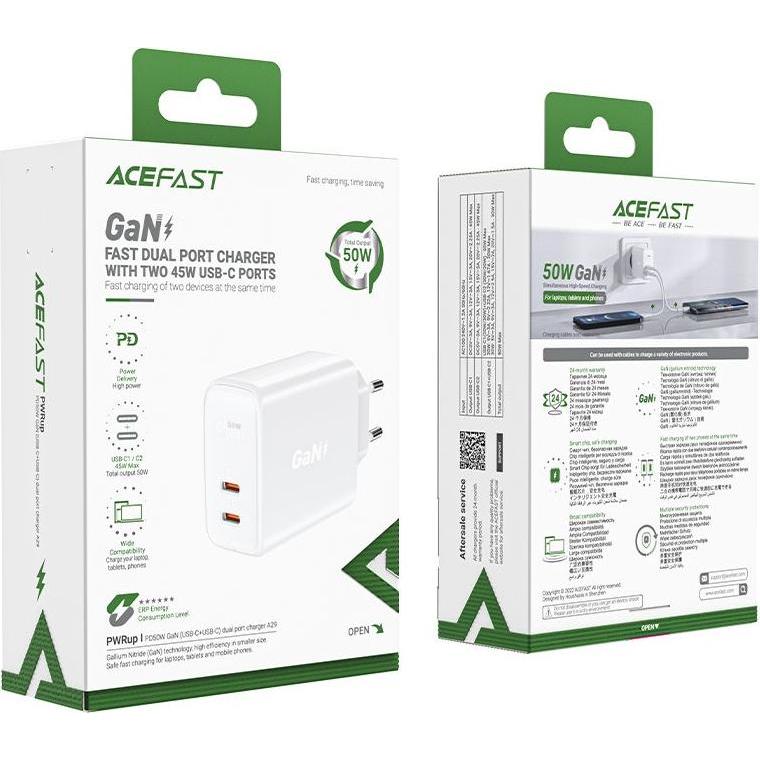 Thumbnail - Acefast A29 (50 W), USB Ladegerät, Weiss
