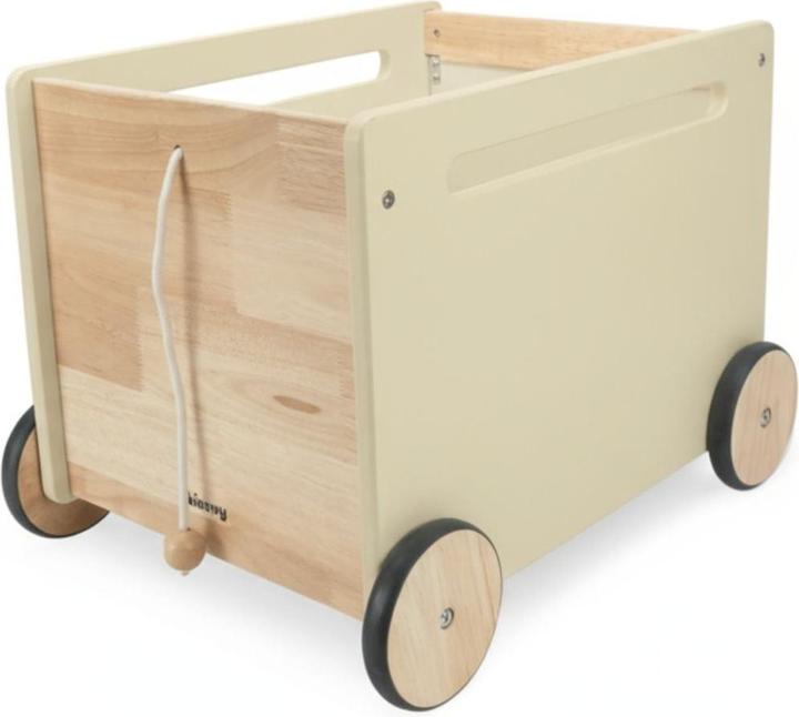 Hermex Spielzeugkiste auf Rollen Spielzeugwagen Bücherkiste Holz-Rollbox