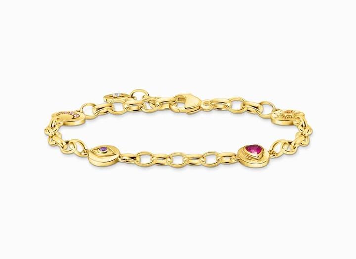 Immagine prodotto Thomas Sabo Bracciale con luna, occhio, cuore e sole simbolici placcati in oro (19 cm, Argento 925)