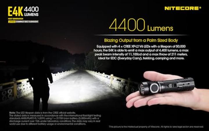 Immagine prodotto Nitecore E4K - 4400 Lumen (11.75 cm, 4400 lm)