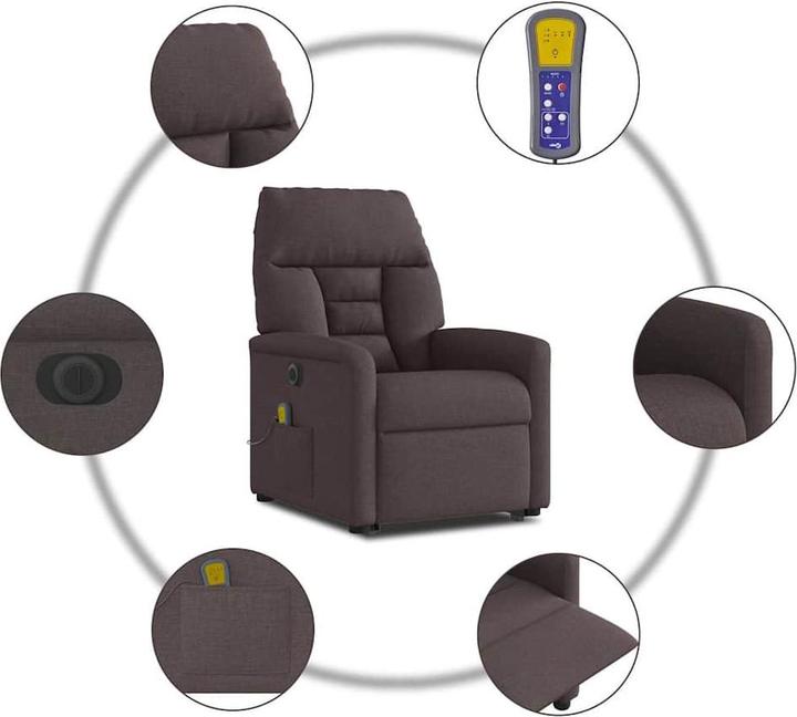 Produktbild VidaXL Elektrischer Massagesessel mit Aufstehhilfe Dunkelbraun Stoff