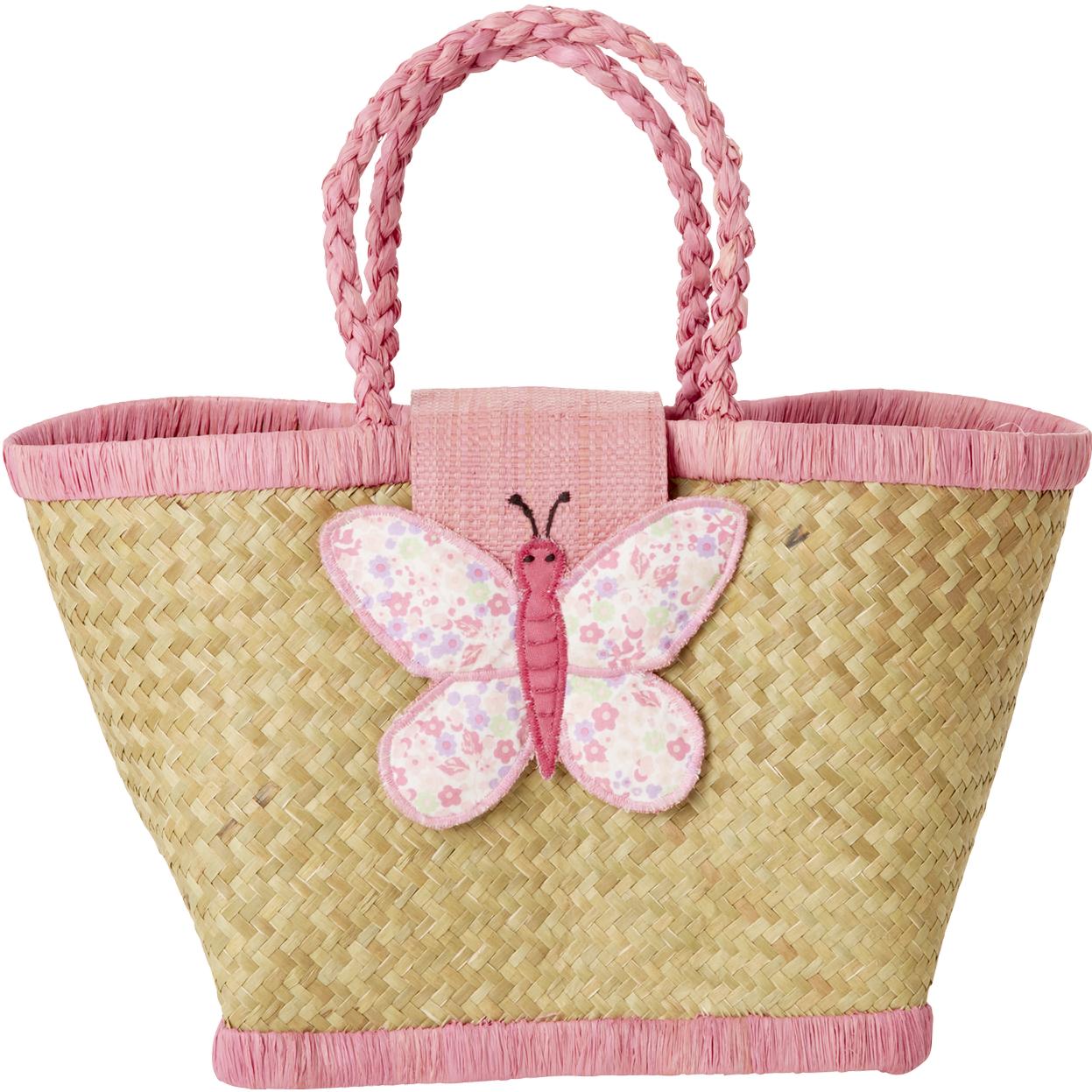 Rice, Kindergartentasche, - Raffia Kids Bag with Butterfly Closing - (KIBAG-BUTI)