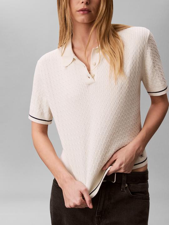 Image du produit Calvin Klein Jeans Cable Knit Cropped Short Sleeve Jumper (S)
