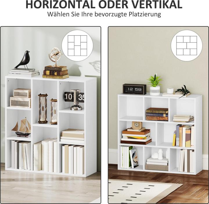 Produktbild Homcom Bücherregal Spanplatte Weiss (24 x 74.30 x 80 cm)