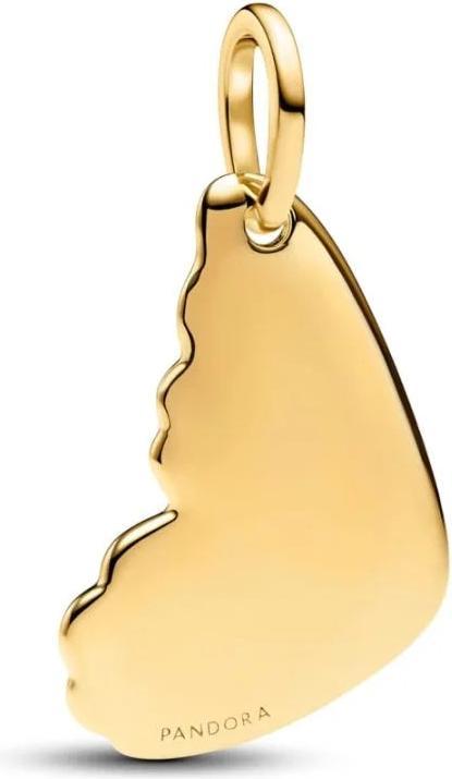 Immagine prodotto Pandora Schmetterlingsflügel-Anhänger mit Plakette und Gravurmöglichkeit (Dorato, Metallo)