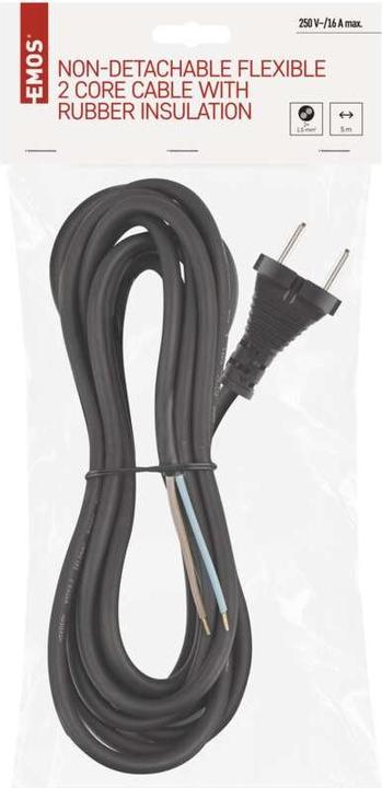 Produktbild Emos Netzkabel Gummi 2x 1,5mm2, 5m, schwarz (5 m)