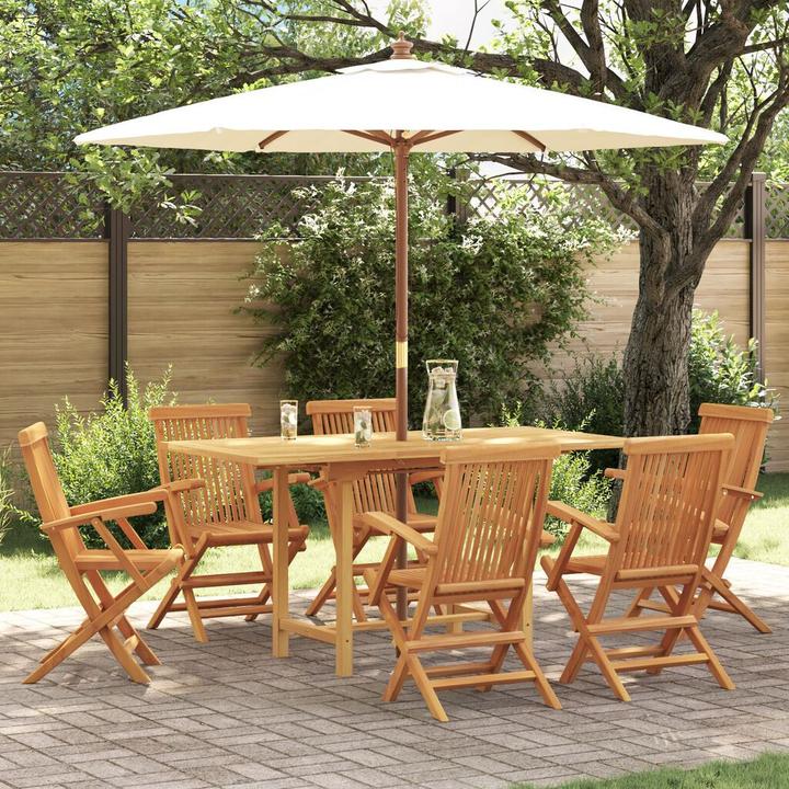 Actual product image vidaXL 7-piece garden dining set made of solid teak wood (160 x 80 x 75 cm)