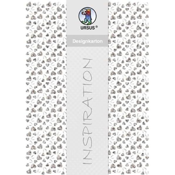 Ursus, Bastelpapier, Designkarton 'Silber' 200g/qm A4 VE=5 Blatt Motiv 1 (200 g/m², 1 x)
