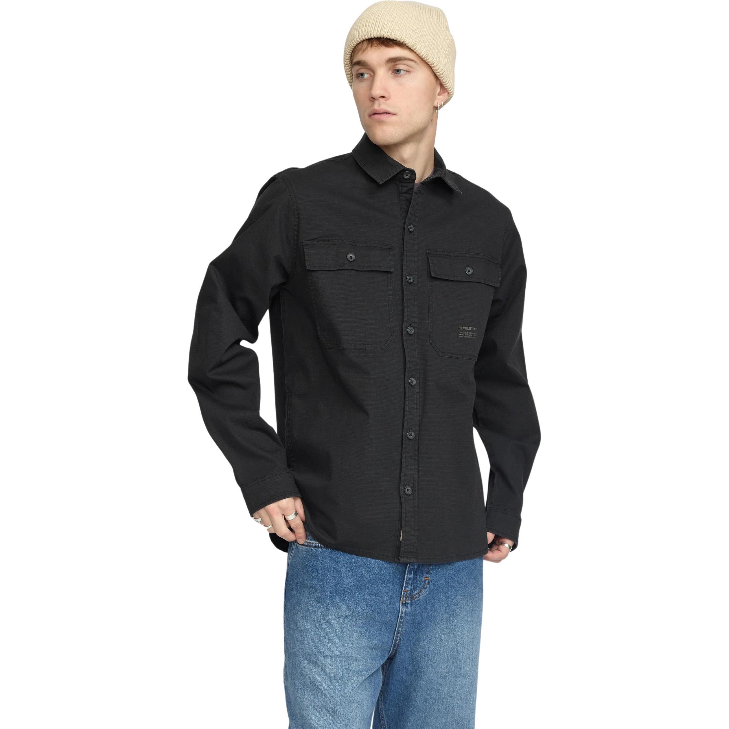 Revolution, Herren, Hemd, überhed, Schwarz, (M)