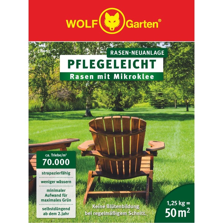 Actual product image Wolf-Garten Lawn with micro clover L-MI 50 (Lawn reseed)