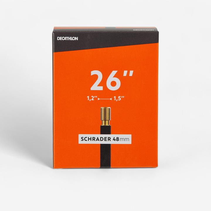 Decathlon Inner tube 26 inch car valve 48 mm (Schrader (AV), 26", 48 mm)