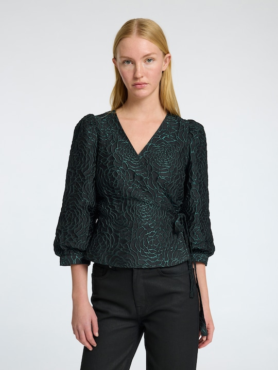 Produktbild Selected Femme Geblümte Jacquard Wickelbluse (34)